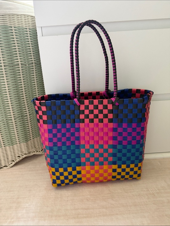 Handbags - Vibrant Multicolor Woven Tote Bag